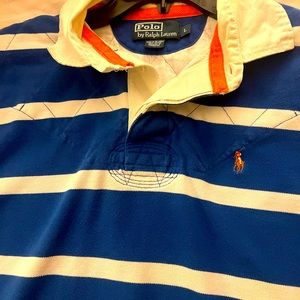 Semi-used Ralph Lauren blue/white stripes, short sleeve